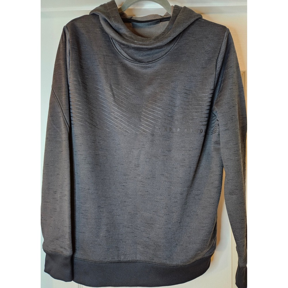 Under Armour ColdGear Hoodie Unisex Large Gray Loose Fit Funnel Neck Sweatshirt